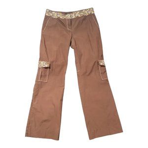 Daisy Fuentes Womens Size 8 W32" Straight Pants Brown Mid Rise Cotton